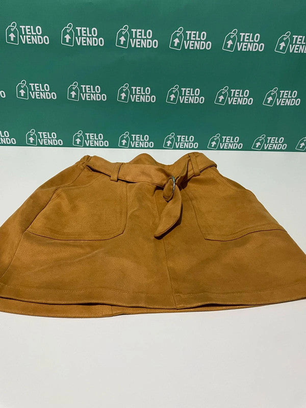 Gonna a trapezio con cintura – color cammello