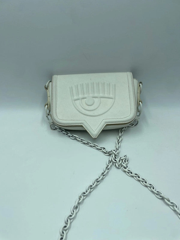 Borsa bianca- mini tracolla con catena