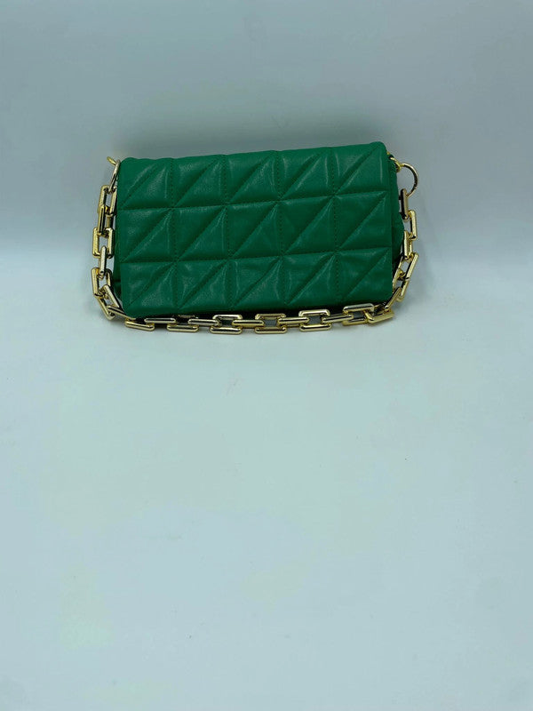 Borsa trapuntata verde smeraldo – con catena dorata