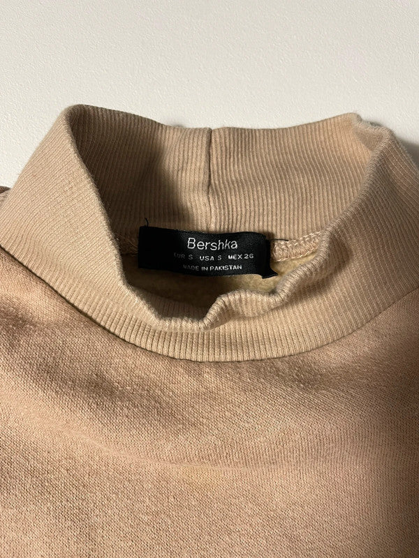 Bershka – Felpa beige basic con collo alto
