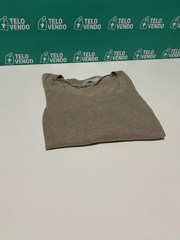 Maglia donna manica lunga – beige basic a costine