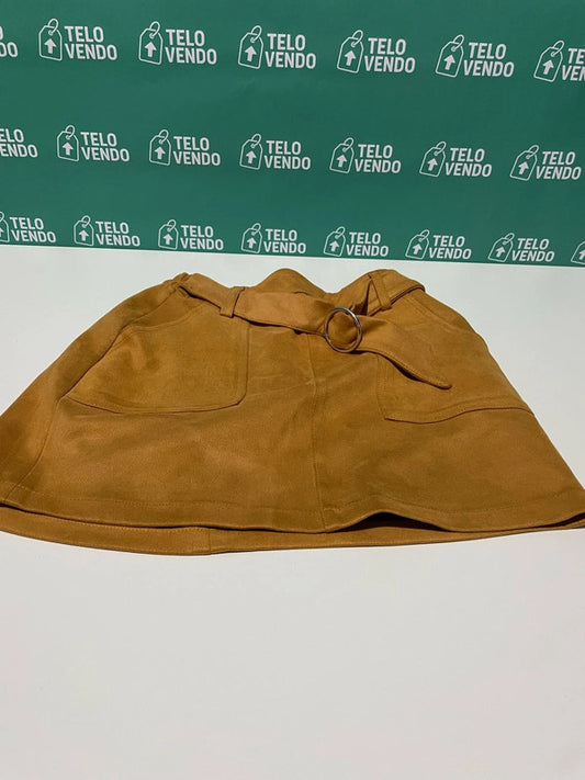 Gonna a trapezio con cintura – color cammello