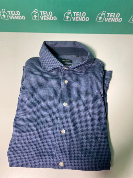 👔 Camicia uomo  - fantasia micro pied-de-poule blu