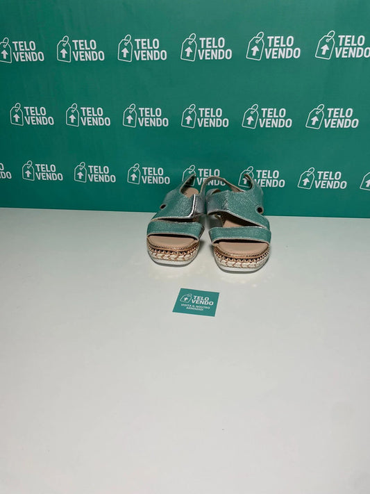 Sandalette glitter argento con zeppa