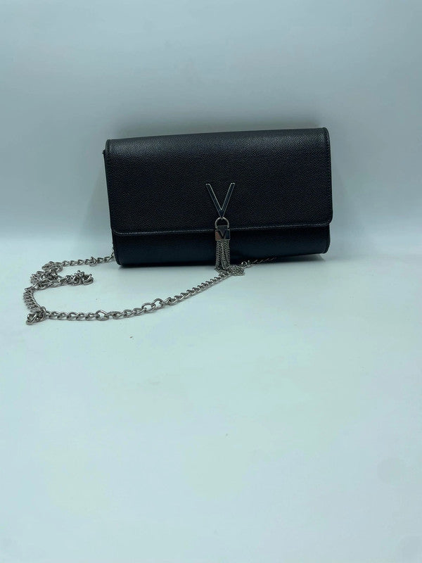 Borsa a tracolla elegante nera con catena