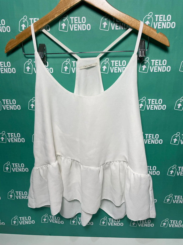 Top bianco con balza – spalline sottili