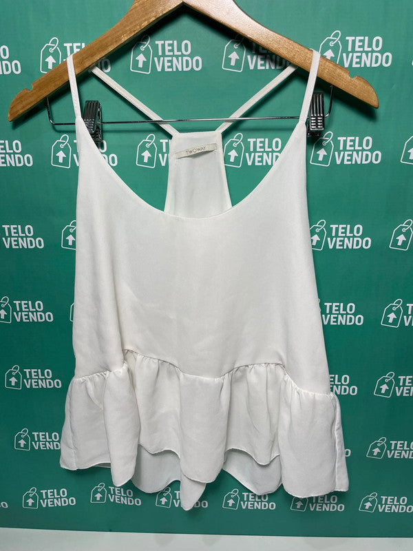 Top bianco con balza – spalline sottili