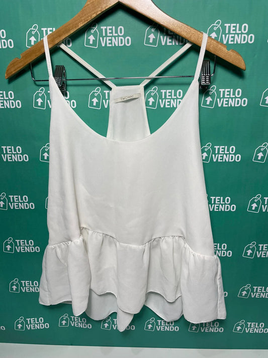 Top bianco con balza – spalline sottili