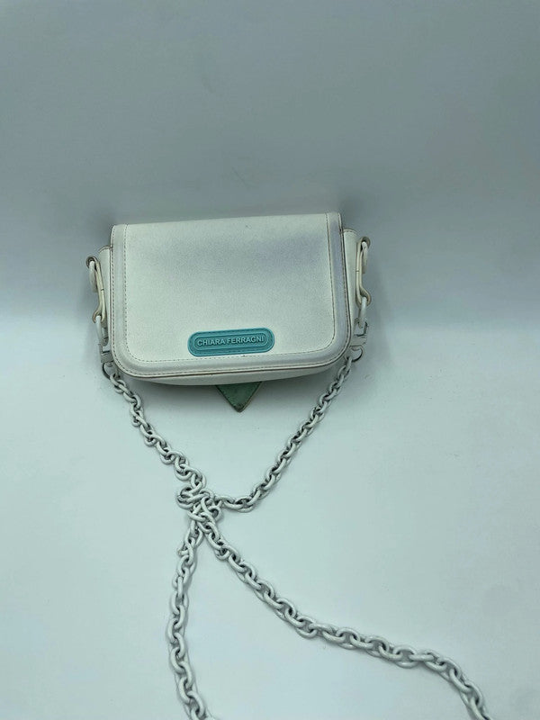 Borsa bianca- mini tracolla con catena