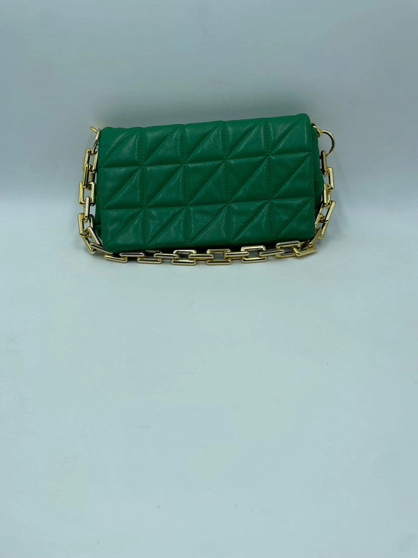 Borsa trapuntata verde smeraldo – con catena dorata