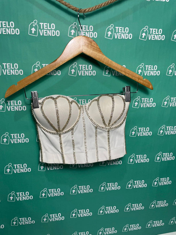 Corsetto bianco con strass – elegante e raffinato