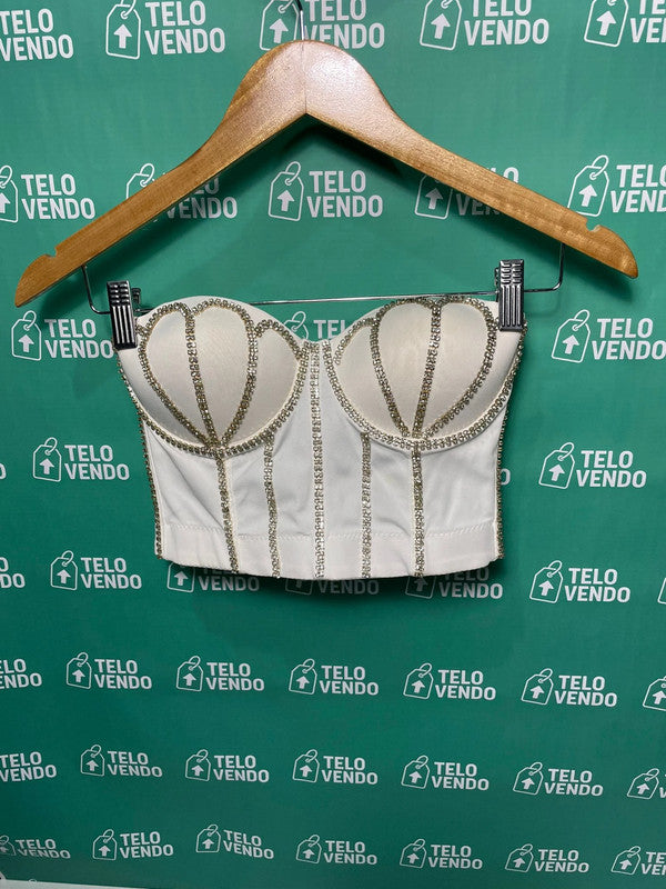 Corsetto bianco con strass – elegante e raffinato