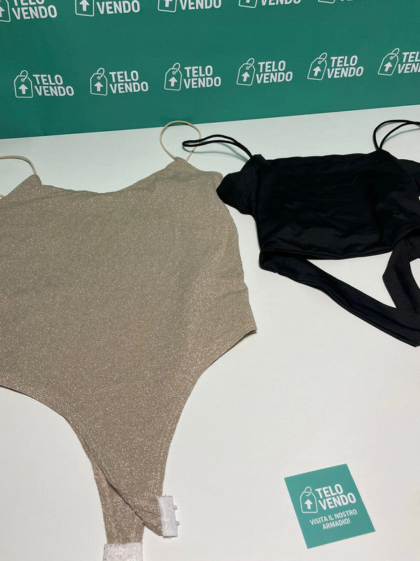 Set 2 top donna – body glitter champagne + top nero basic