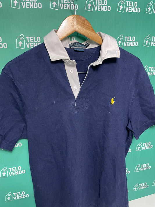 Polo blu con colletto bianco -vintage