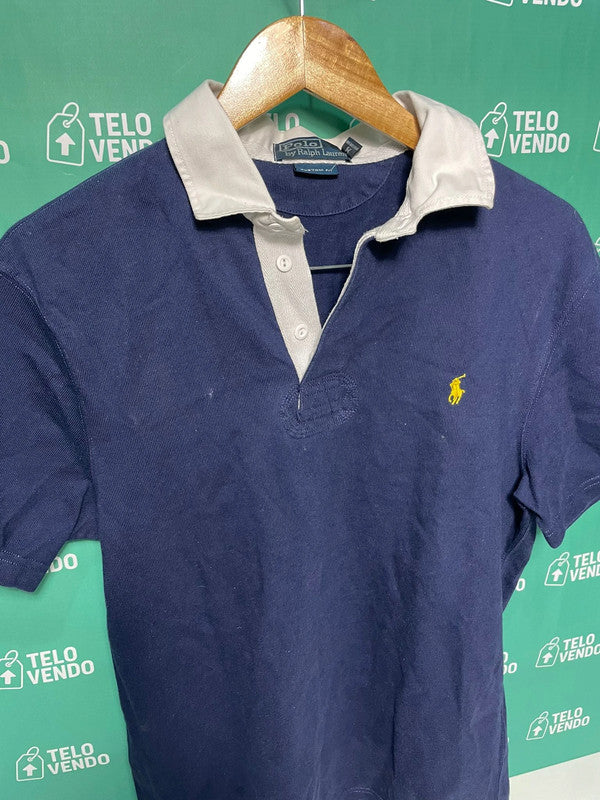 Polo blu con colletto bianco -vintage