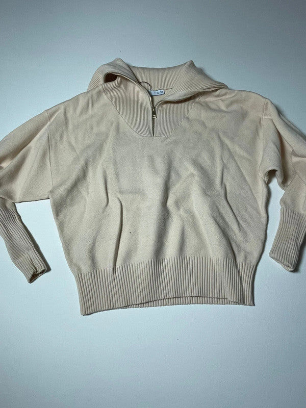 Felpa beige con zip Zara