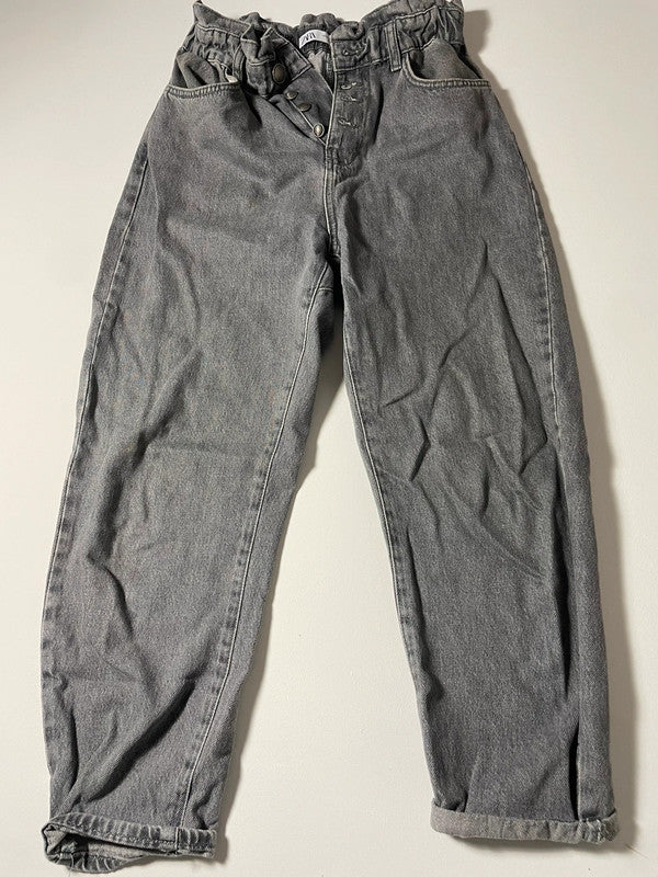 ZARA – Jeans grigi paperbag a vita alta
