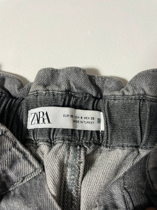 ZARA – Jeans grigi paperbag a vita alta