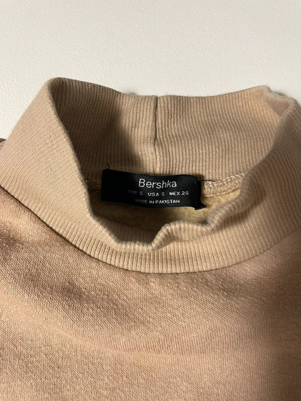 Bershka – Felpa beige basic con collo alto