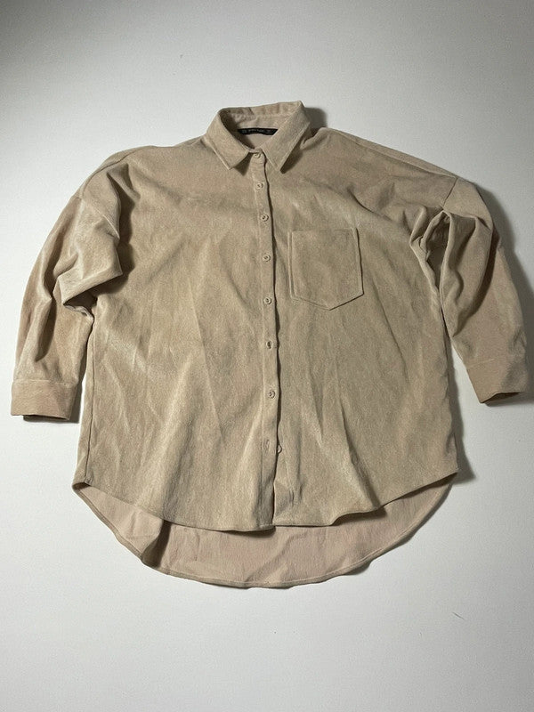 Camicia Zara Basic velluto beige – taglia S