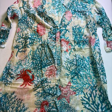 Camicia cotone fantasia marina coralli e pesci