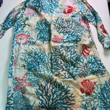 Camicia cotone fantasia marina coralli e pesci